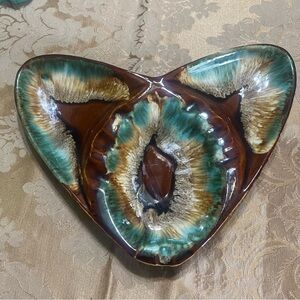 Roseville-RRP Co Pottery MCM Glazed Brown Green Ashtray Retro